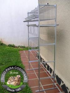 Bateria de 4 Gaiolas para CodornÃ£o (Codorna Gigante) PadrÃ£o Industrial, cap. mÃ¡xima 120 aves, distribuÃ­das 10 por divisÃ£o da Gaiola - Detalhe lateral da Gaiola na Coluna completa